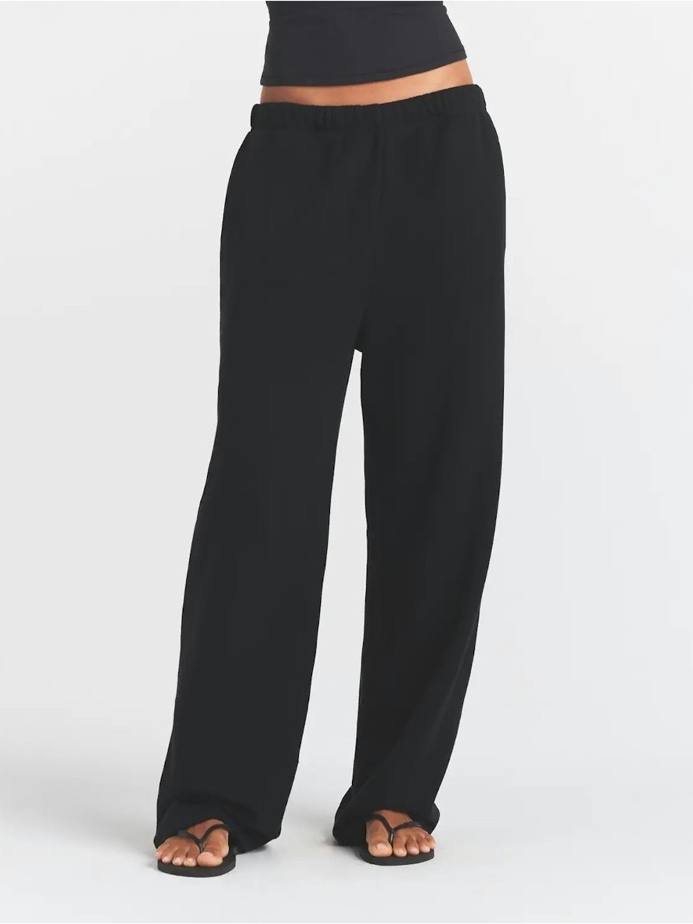 SKIMS Black Straight-Leg Elastic-Waist Pants
